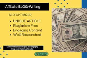 write SEO amazon affiliates, review articles, and blog posts