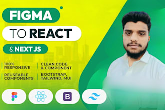convert figma to reactjs website, next js website, web app