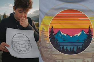 create 2 unique shirt design for merch by amazon per your request
