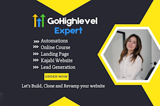 build ghl, go high level funnel website, kajabi, gohighlevel landing page design