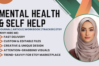 do self ebook, mental health journal, workbook, esty journal, health article,
