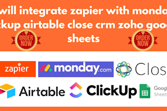 integrate zapier with monday clickup airtable close crm  zoho google sheets