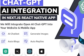develop ai chatbot, ai saas app, chatgpt web app ai software and integrate