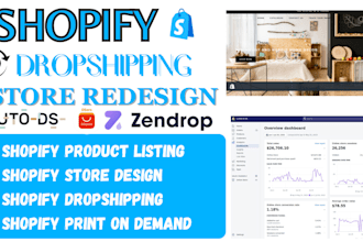 do shopify website design, shopify redesign, dropshipping store