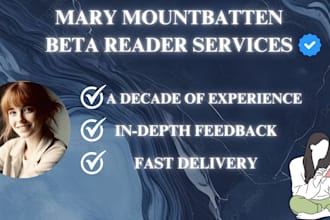 beta reader your book and give you excellent feedback