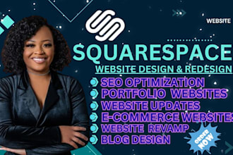 setup modern squarespace website design or redesign, updated spacespace SEO