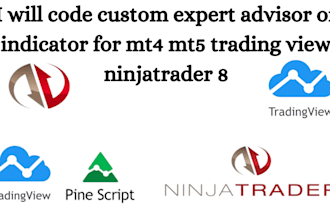 code custom expert advisor or indicator for mt4 mt5 trading view ninjatrader