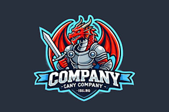 design a powerful dragon knight mascot logo for your brand
