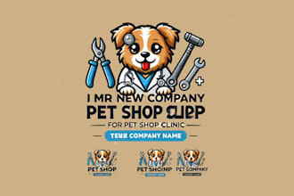 design a custom pet shop clinic mascot logo for your brand