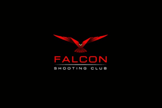 design flying falcon abstract shotgun shooting industry logo