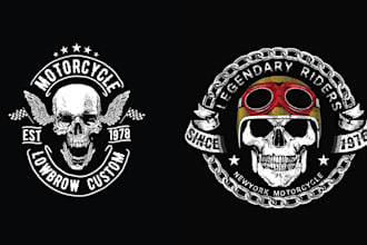 make skull biker helmet motorcycle logo with in 24 hours