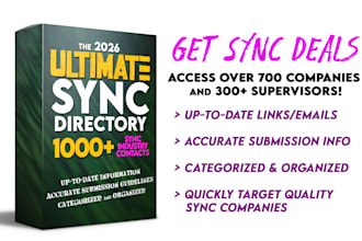 provide 1000 sync licensing companies and music supervisors