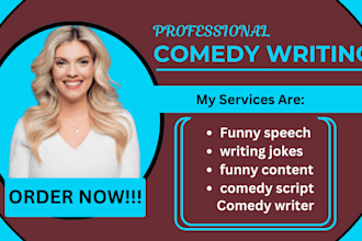 ghostwrite comedy script, comedy, funny script, memes, speech, jokes