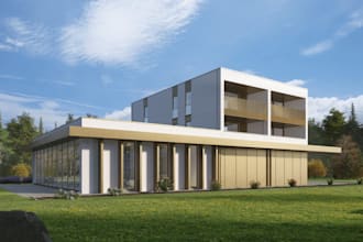 remodel community center, home landscape, blender commercial house, cgi interior