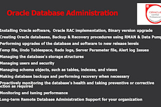 be your expert oracle database administrator