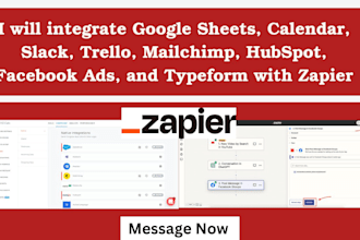 integrate google sheets typeform slack mailchimp hubspot facebookads with zapier