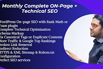 optimize on page technical SEO with rank math, schema markup