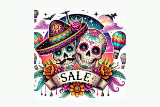 do watercolor dia de muertos sale  mascot logo with new concepts