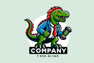 design a powerful and unique dinosaur mascot logo for your brand or team