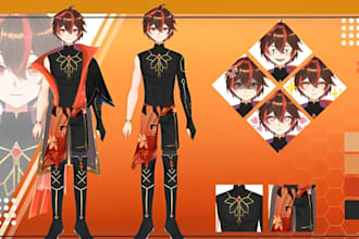 draw quality anime vtuber model live2d model vtuber character 2d vtuber model