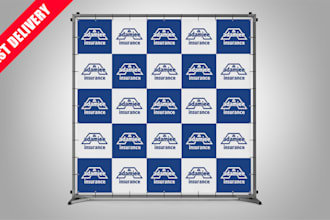 design step and repeat backdrop banner for your exhibitions