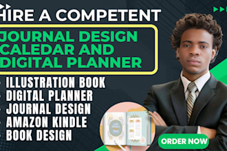 create custom journal design calendar  esty digital planner and illustration