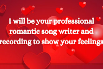be your professional romantic song writer and recording to show your feelings