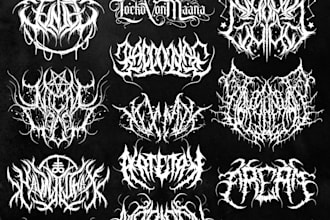 draw custom black, slam, brutal, grindcore death metal logo for your band brand