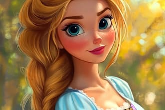 draw a disney style cartoon portrait based on your idea