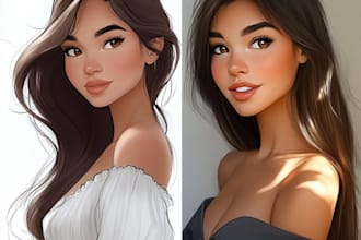 do a portrait in semi realism disney cartoon style