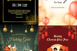 design 50 posters, invitations and greeting cards etc