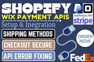 fix shopify payment API key redesign wix checkout page shipping configure