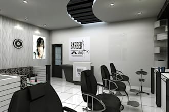 design photorealistic 3d interior for beauty salon, barber shop, clinic, spa