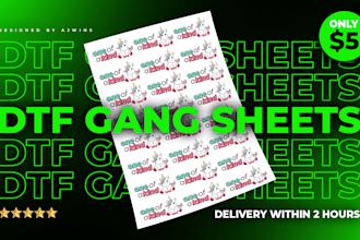 make a custom dtf gang sheet in 1 to 4 hours delivery