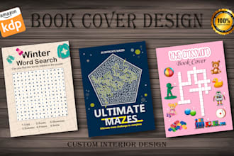 create sudoku word search mazes crossword and puzzle activity book cover design