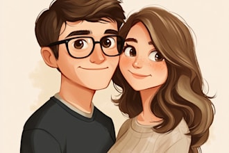 draw custom couple, family portrait illustration