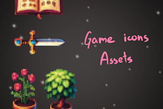 create 2d pixel art for games, including assets, props, icons, objects