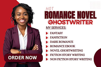 turn your plot idea to 50k words novel book as fiction romance ebook ghostwriter