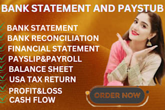 bank reconciliation, trial balance, balance sheet, cash flow, profit and loss