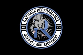 design rat character rat pack performance logo