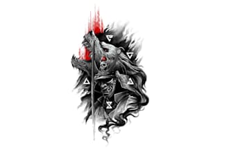 design unique samurai wolf tattoo logo