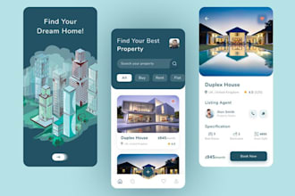 do mobile app development for real estate app, restaurant ecommerce app