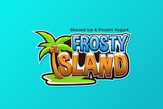 design shaved ice frozen yogurt shop logo
