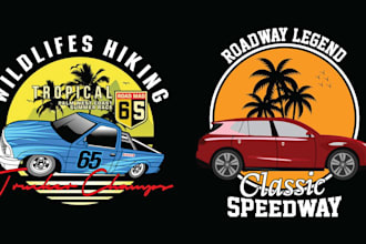 do summer racing classic car logo and t shirt design