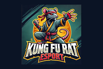 make creative kungfu rat mascot logo with express delivery
