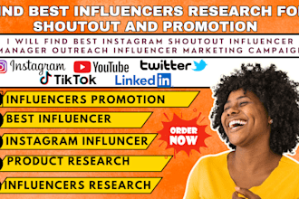 find best influencer research for shoutout and promotion influencer marketing