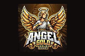 create awesome angel gold mascot logo with express delivery