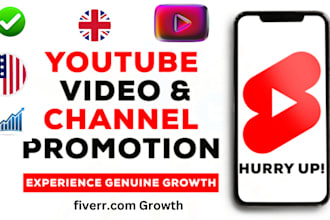 do organic USA,UK youtube channel promotion for your video views and subscribers