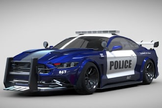 create3d car model, police car rc, car ready for game, animation, gta 5, car kit