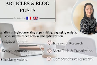 copywriting, articles and blogs, translation, checking videos